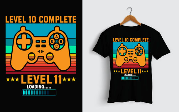 Level 10 Gamer Birthday T-Shirt Design Graphics